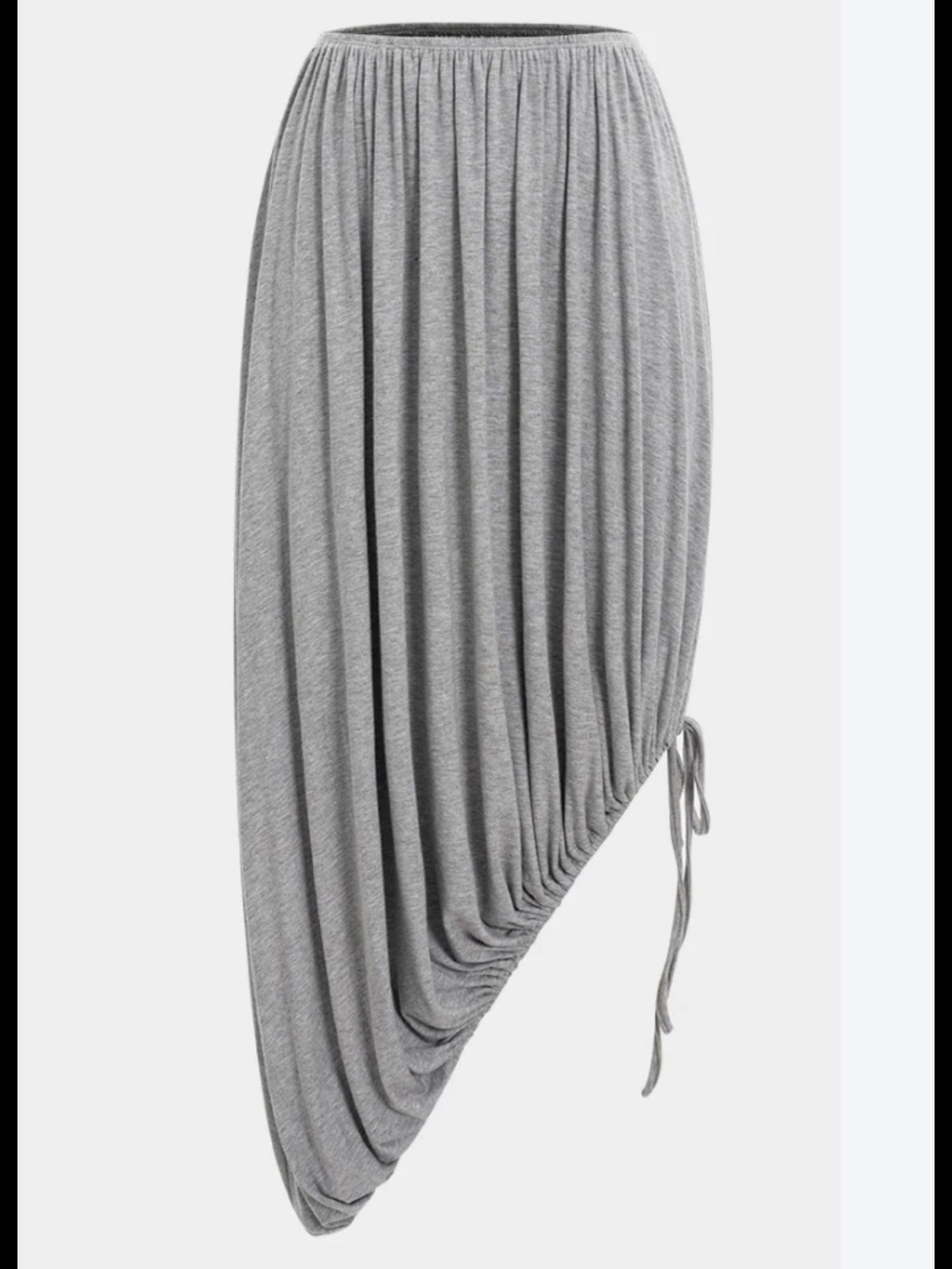 Women's Gray Asymmetric Drawstring Midi Skirt